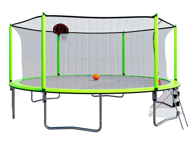 16Ft Trampoline With Basketball Hoop Pump And Ladder (Inner Safety Enclosure) With Soccer Goal by HouseOfZazla