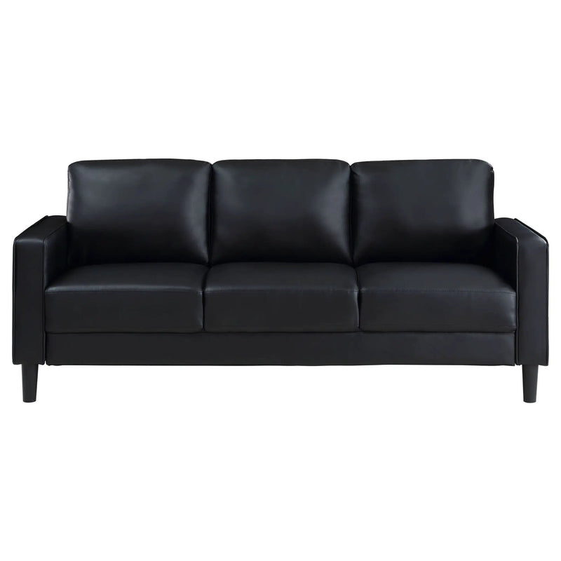 Ruth 2-piece Upholstered Track Arm Sofa Set Black by Unique Piece Furniture