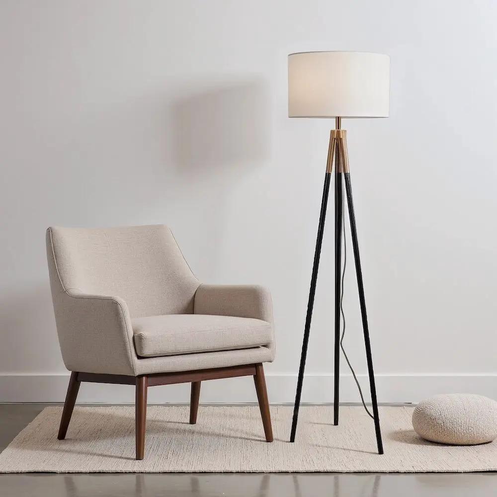 Sway - Floor Lamp With On / Off Switch Triple Legs Shade - Black / Gold / White by HouseOfZazla