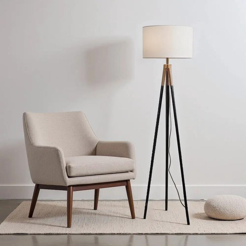 Sway - Floor Lamp With On / Off Switch Triple Legs Shade - Black / Gold / White by HouseOfZazla