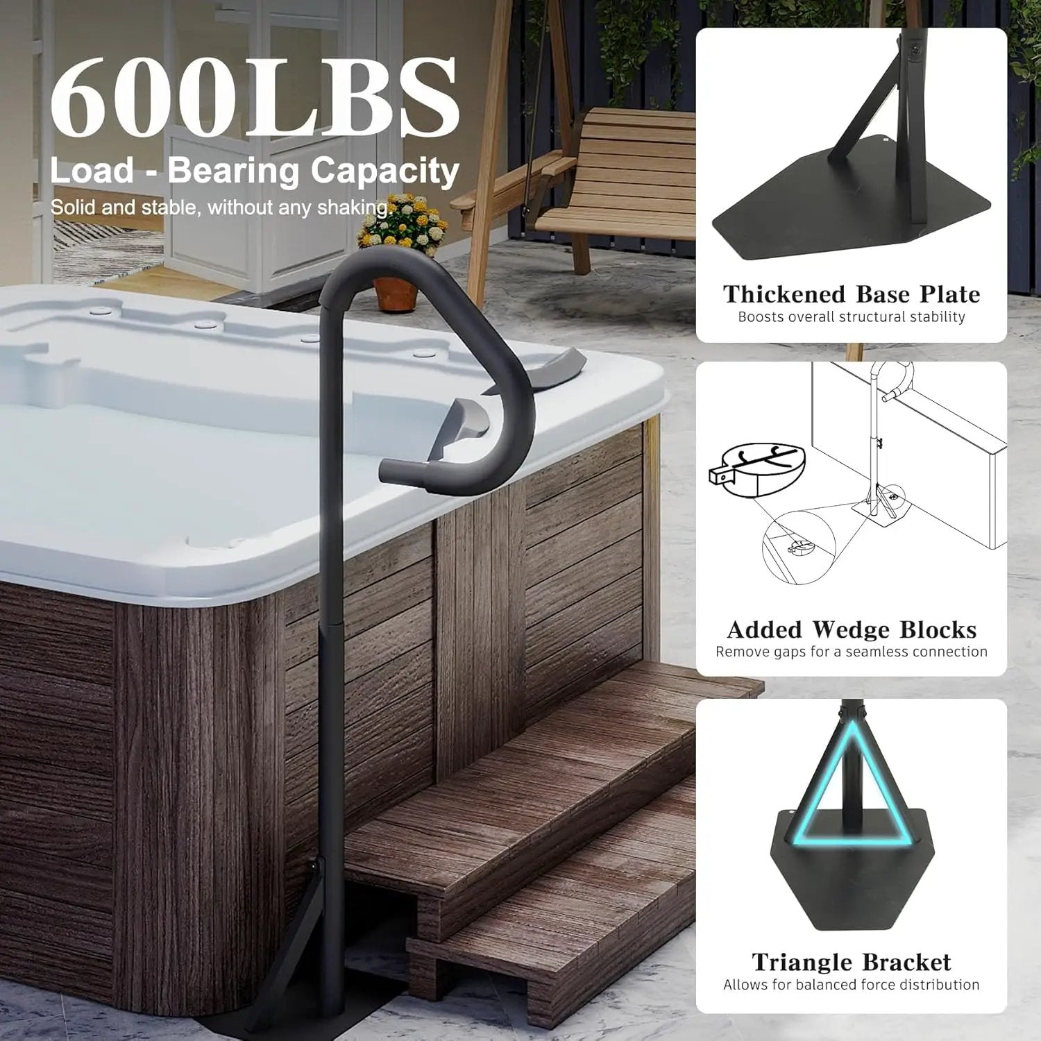Hot Tub Handrail With Adjustable Height and 360° Swivel by HouseOfZazla