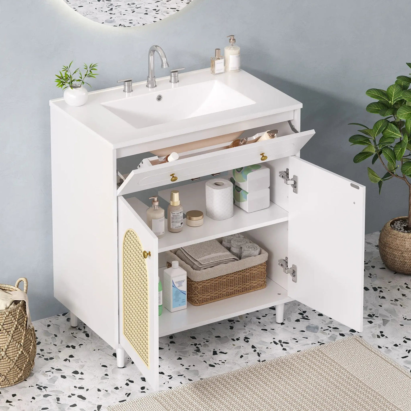 Modern Bathroom Vanity With Sink, Cabinet With Adjustable Shelf by HouseOfZazla