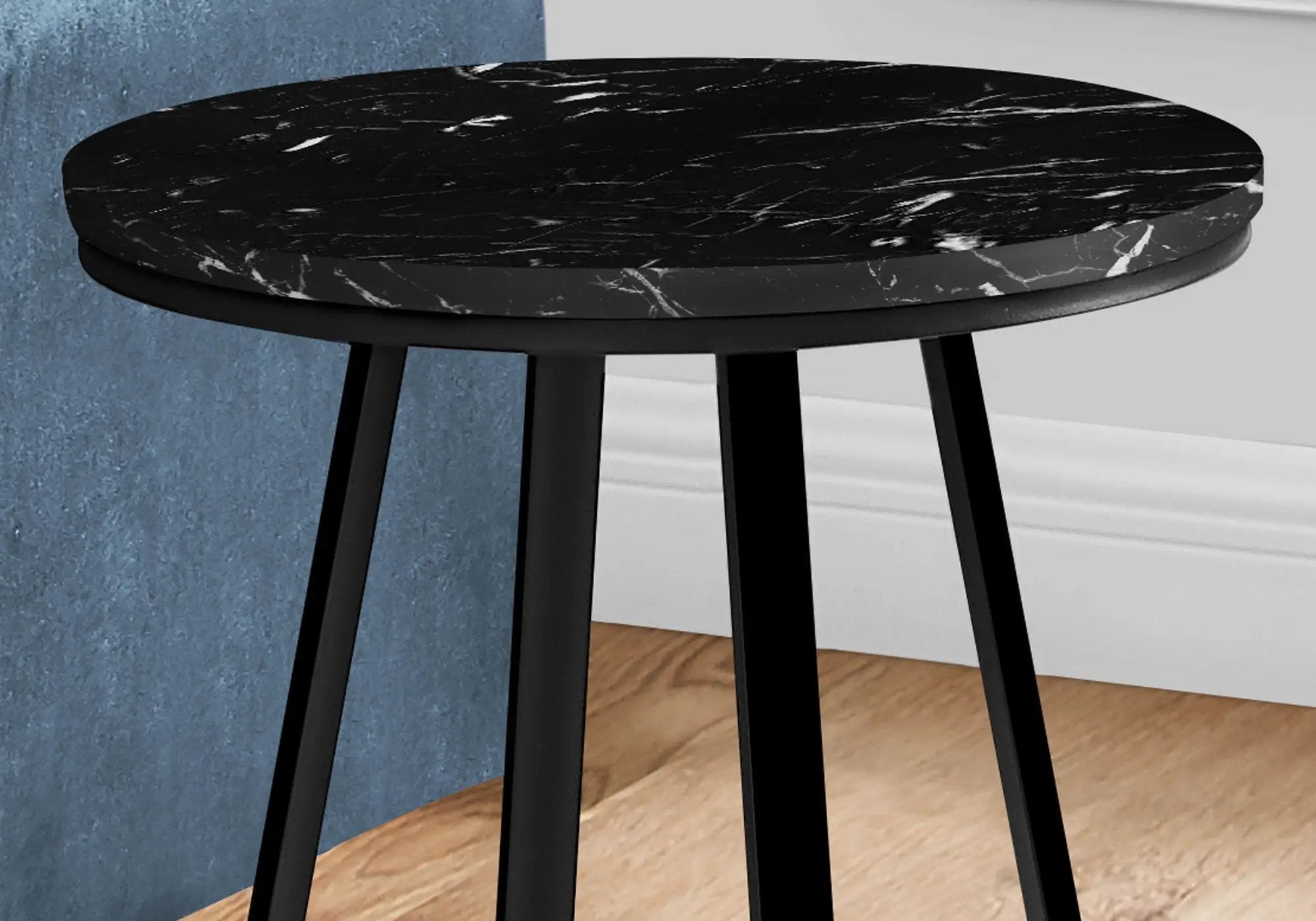 Accent Table, Side, Round Marble Look Contemporary & Modern - Black by Unique Piece Furniture
