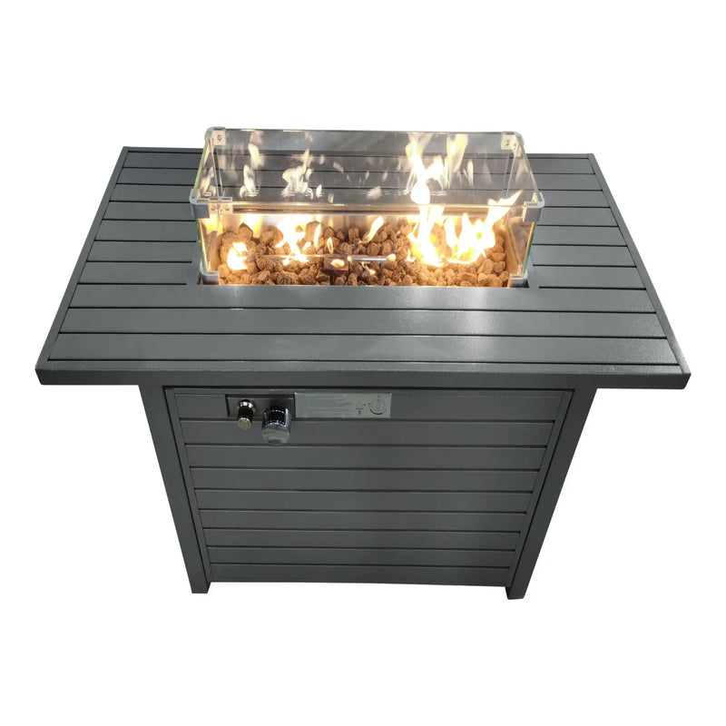 Propane Outdoor Fire Pit Table With Lid High-Quality Materials - Gray by Unique Piece Furniture