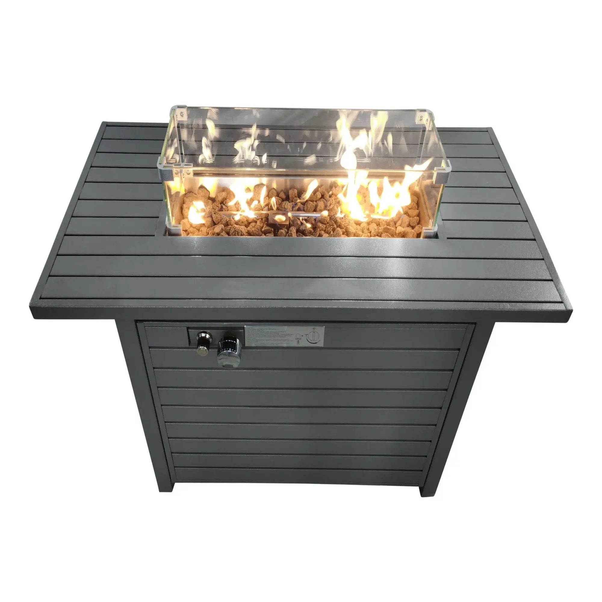 Propane Outdoor Fire Pit Table With Lid High-Quality Materials - Gray by HouseOfZazla