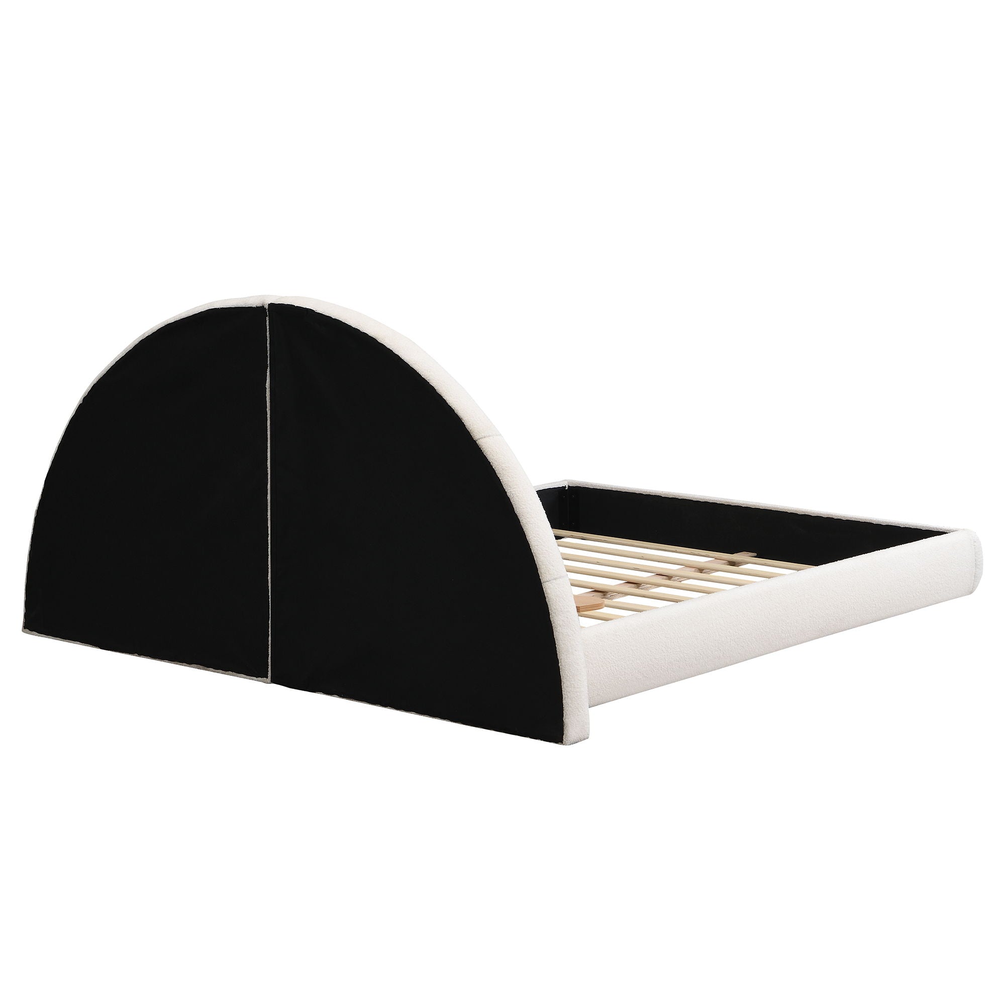 Queen Arched Bed With Small Table, Floor Standing Design - Beige by HouseOfZazla