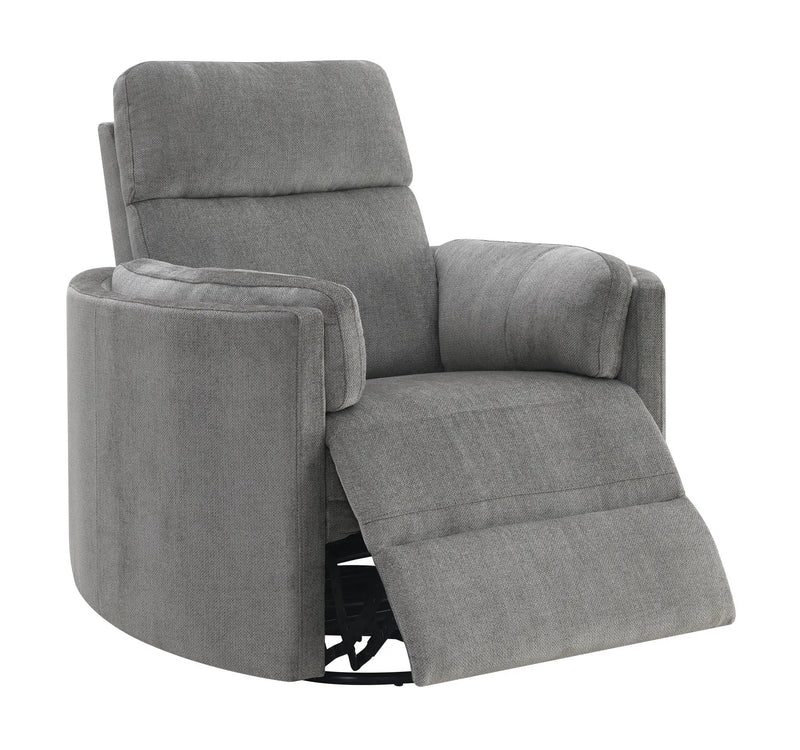 Sagen Charcoal Chenille Glider Recliner with Swivel by HouseOfZazla