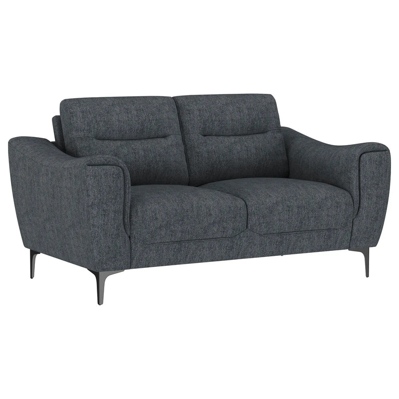 Oberle - Upholstered Sloped Track Arm Loveseat - Charcoal by HouseOfZazla