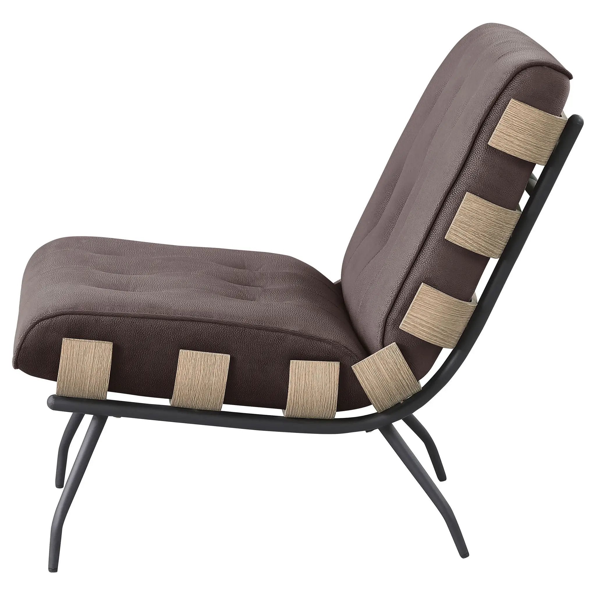 Aloma Upholstered Tufted Armless Accent Chair Brown by Unique Piece Furniture