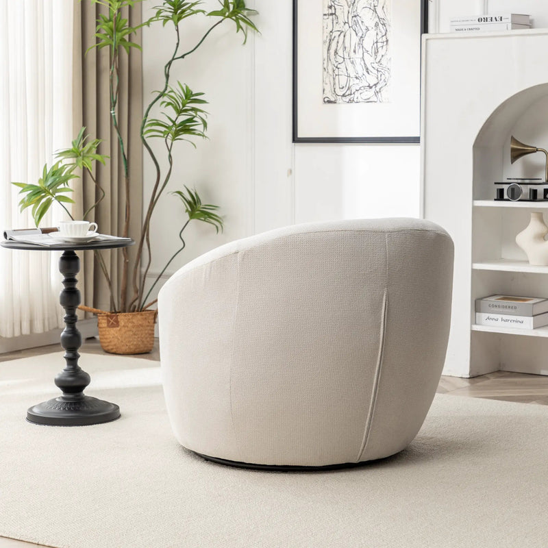 Winnie Modern Teddy Fabric Barrel Chair, 360° Swivel by HouseOfZazla