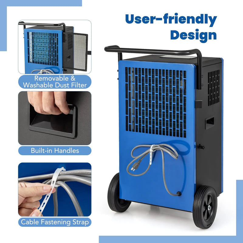215 Pints 8000 Sq.Ft Commercial Dehumidifier For Home and Basement with 24H Timer-Blue by DirectDeals