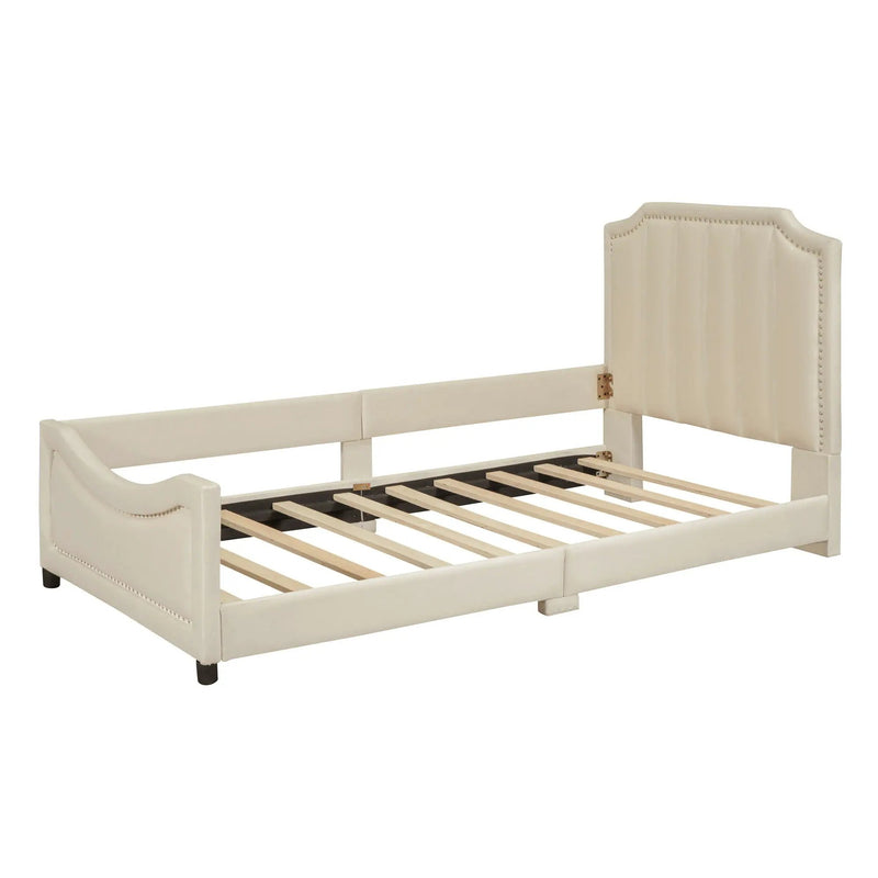 Upholstered Daybed With Classic Stripe Shaped Headboard by HouseOfZazla