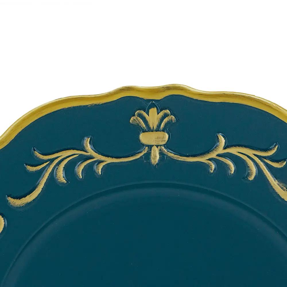 Plastic Charger Plate (Set of 8) - Blue / Gold / Polypropylene by HouseOfZazla