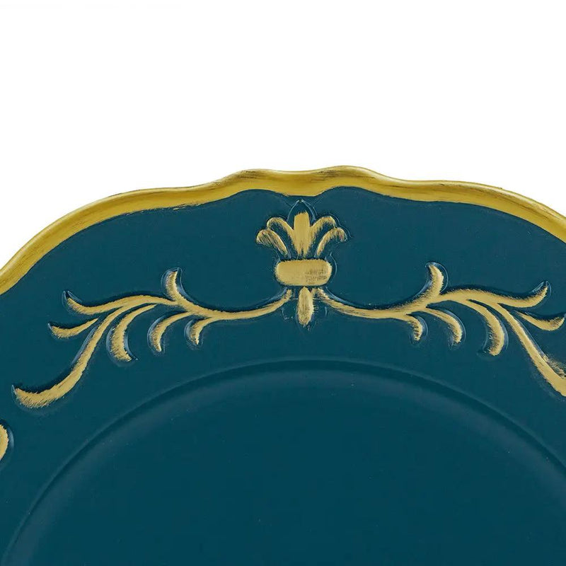 Plastic Charger Plate (Set of 8) - Blue / Gold / Polypropylene by Unique Piece Furniture