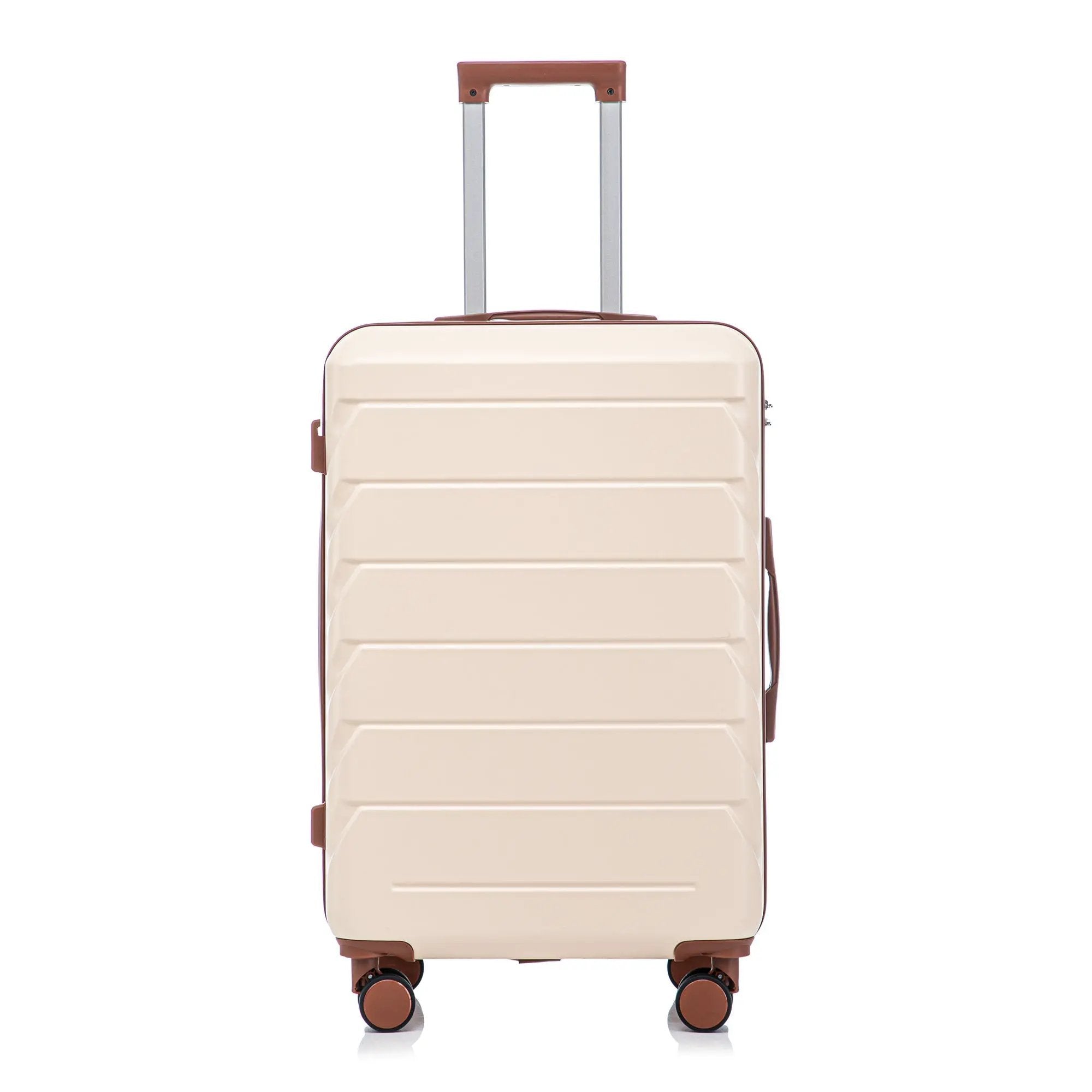 3-Piece ABS Spinner Wheel Luggage Set 20"/24"/28" Beige by HouseOfZazla