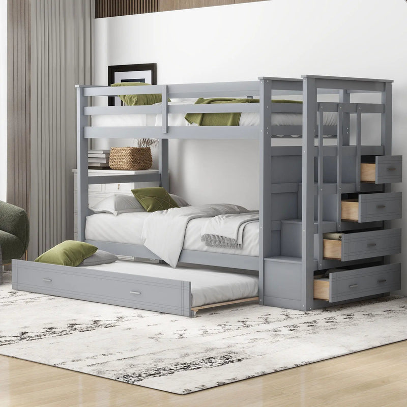 Bunk Bed With Trundle And Staircase by HouseOfZazla