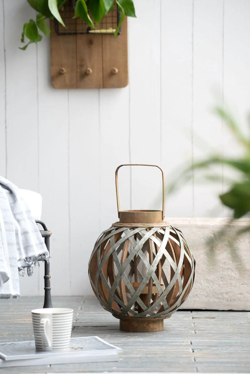 Decorative Lantern With Handle, Wooden Lantern For Indoor Outdoor, Home Garden, Wedding - Silver by Unique Piece Furniture