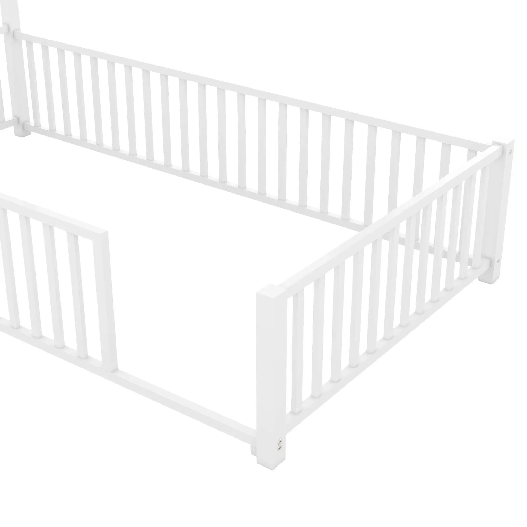 Metal House Platform Bed With Guardrail And Chimney by HouseOfZazla