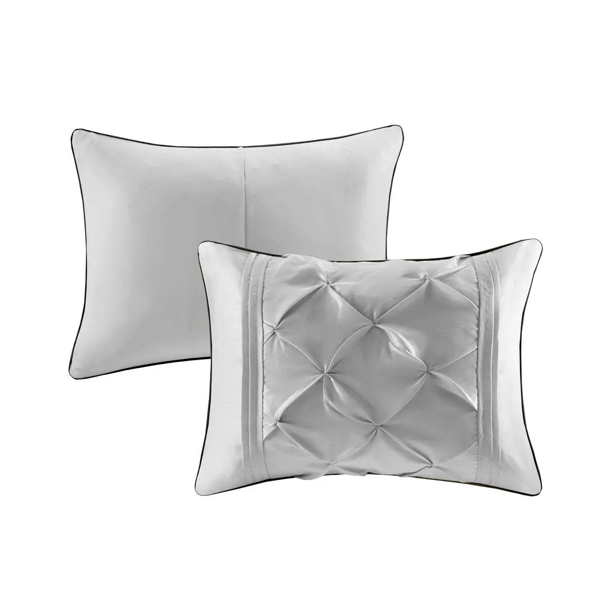 7 Piece Tufted Comforter Set Grey King by HouseOfZazla