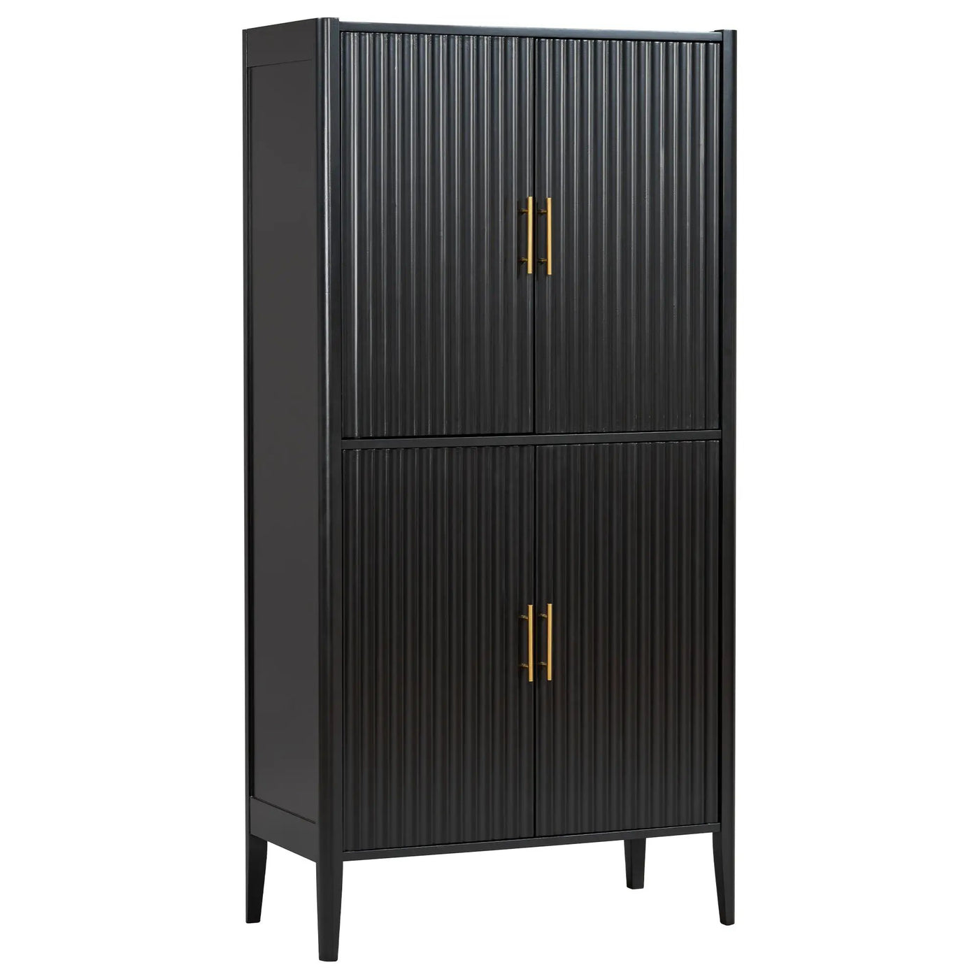 U_STYLE Modern Fluted Wine Cabinet with Glass Display & Stemware Rack by HouseOfZazla