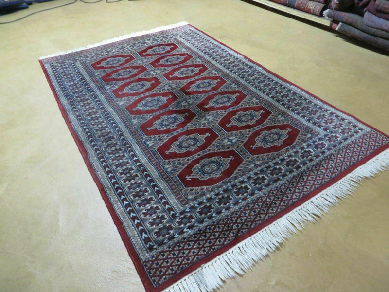4' X 6' Vintage Handmade Pakistan Turkoman Bokhara Fine Woven Wool Rug Nice by Jewel Rugs