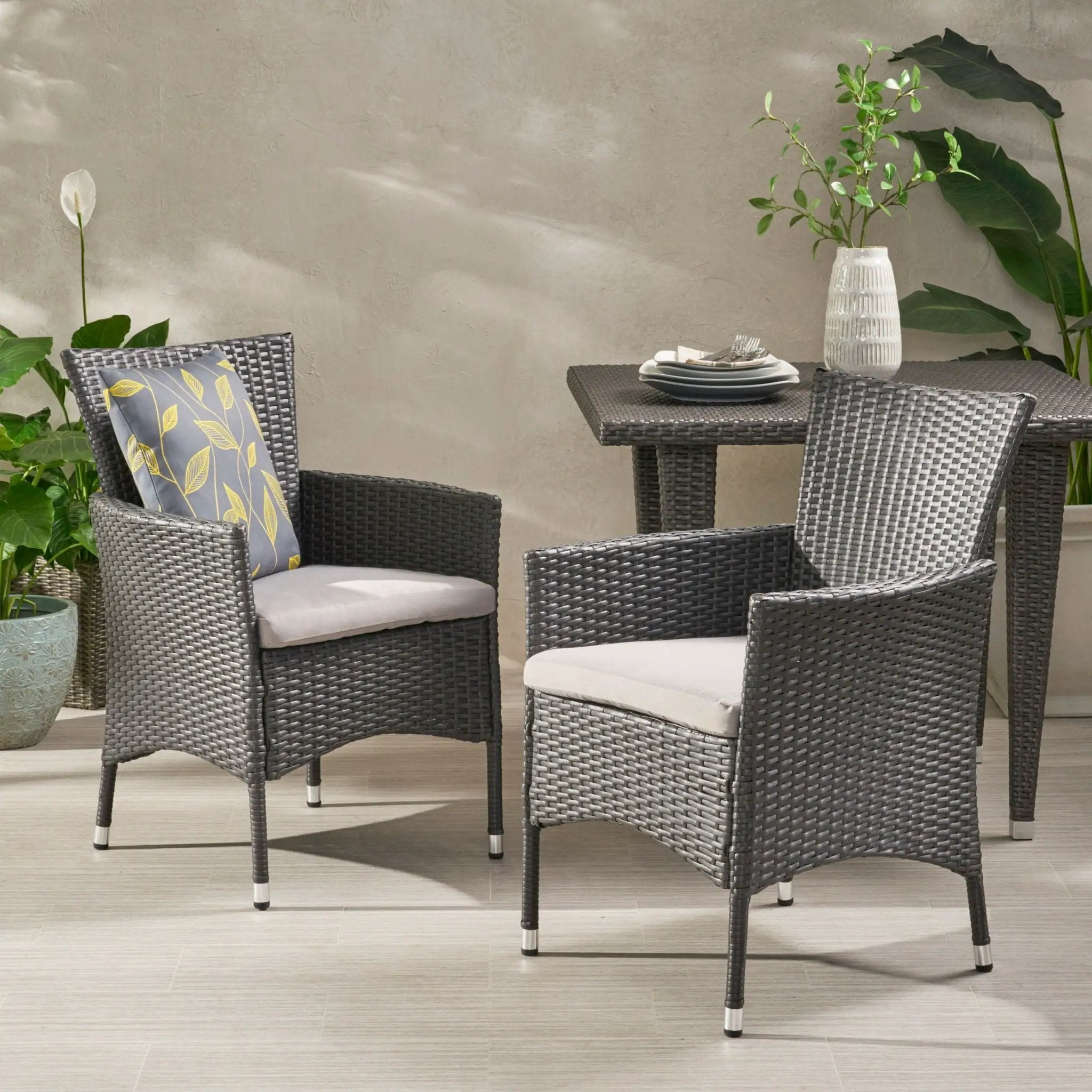 Dimensional Outdoor Dining Chair With Cushion Seat And Iron Frame (Set of 2) by HouseOfZazla