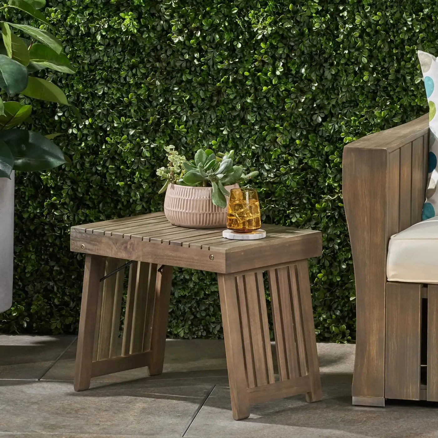 Temptation Outdoor Foldable Side Table With Slat Design by HouseOfZazla