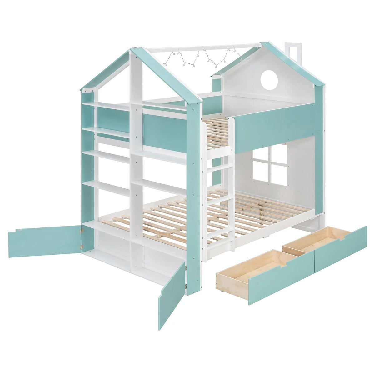Full Size Bunk Bed with Storage Drawers & Shelves by HouseOfZazla