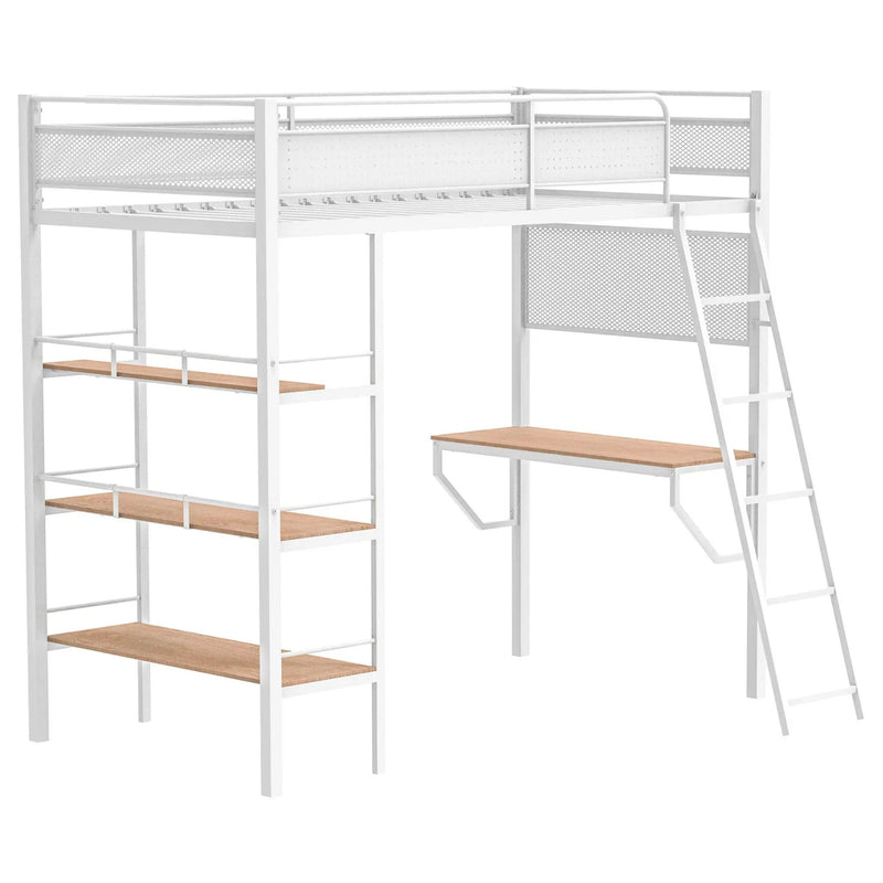 Campus 3-shelf Metal Twin Workstation Loft Bed Matte White by Unique Piece Furniture