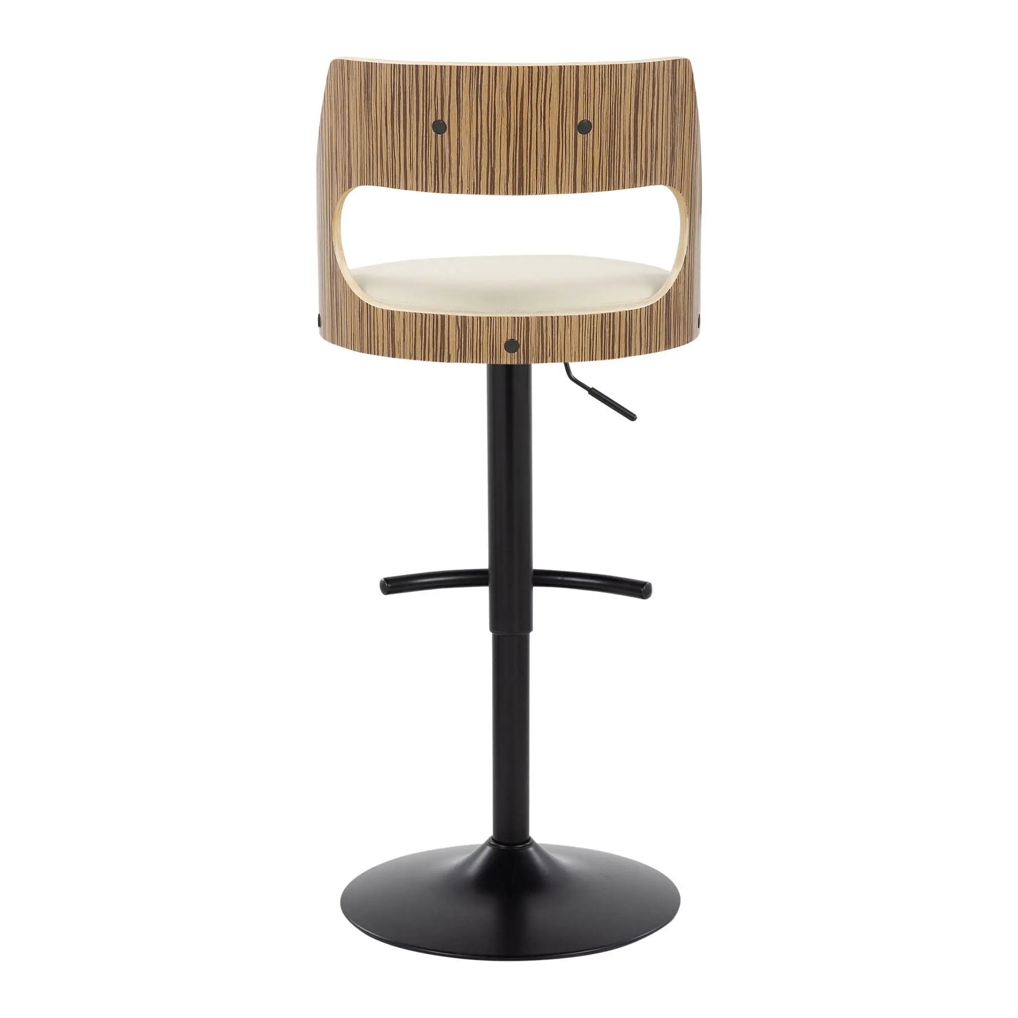 Cecina - Contemporary Adjustable Barstool With Swivel With Rounded T Footrest (Set of 2) - Black / Zebra / Cream by Unique Piece Furniture