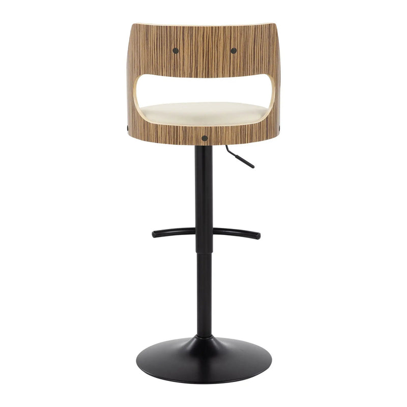 Cecina - Contemporary Adjustable Barstool With Swivel With Rounded T Footrest (Set of 2) - Black / Zebra / Cream by Unique Piece Furniture