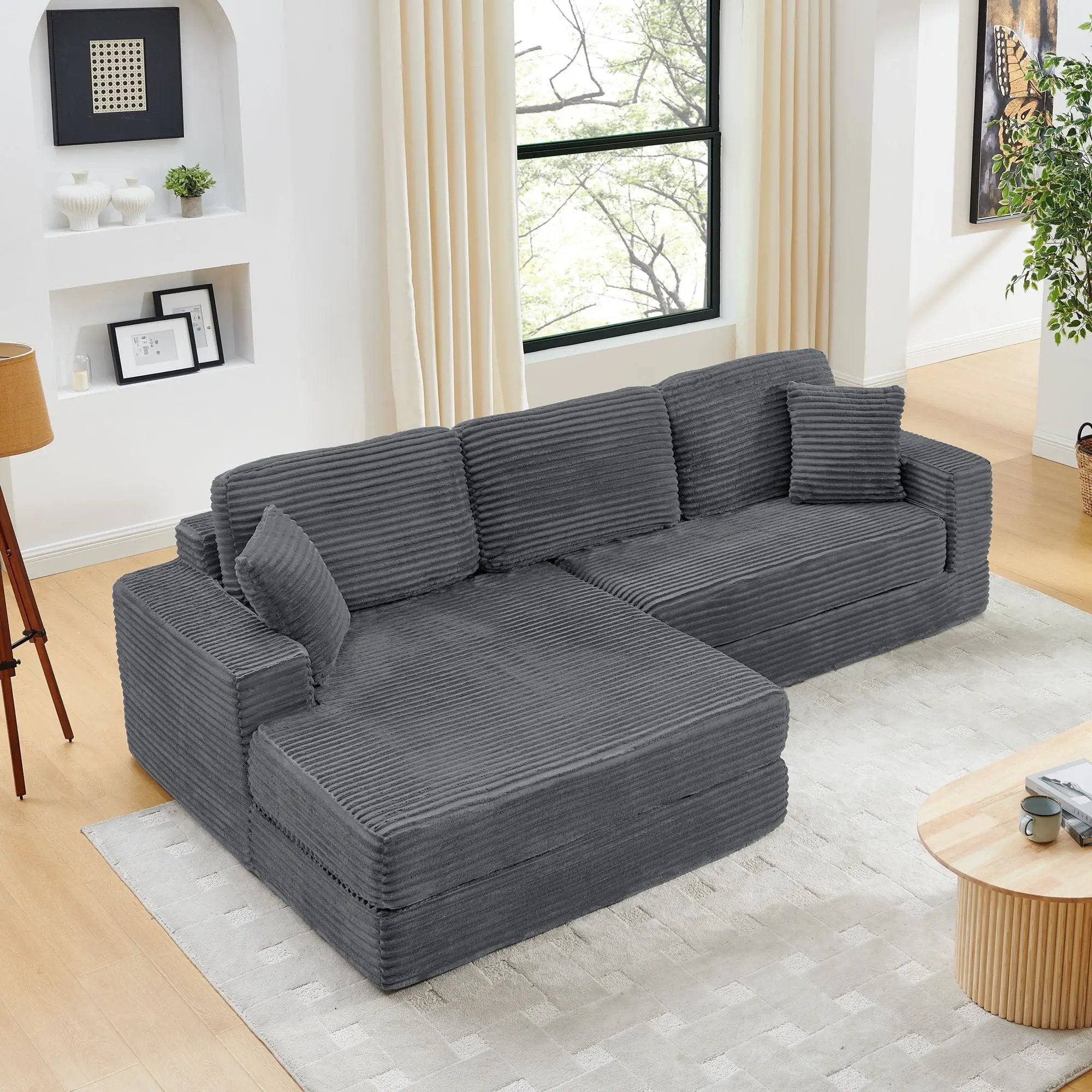 Modern Minimalist L Shape Modular Sectional Sofa, Couch by Unique Piece Furniture