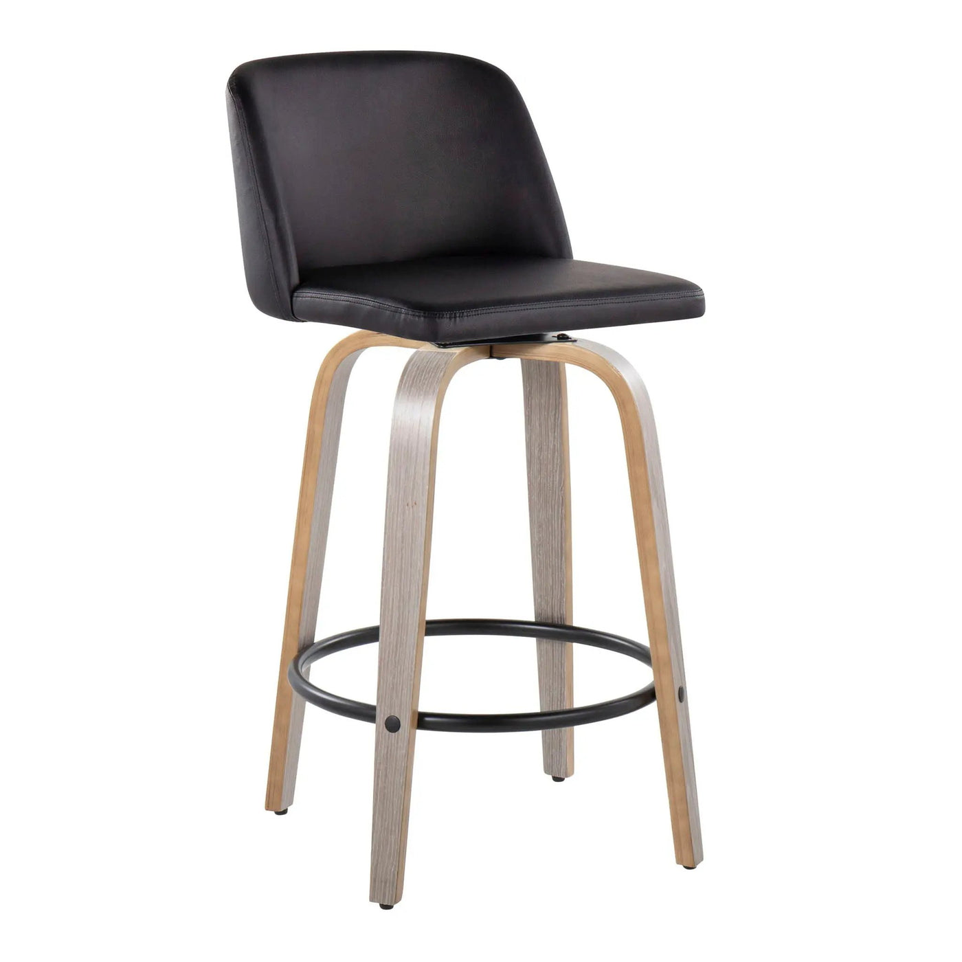 Toriano - Contemporary Fixed Height Counter Stool With Swivel & Round Footrest (Set of 2) by HouseOfZazla