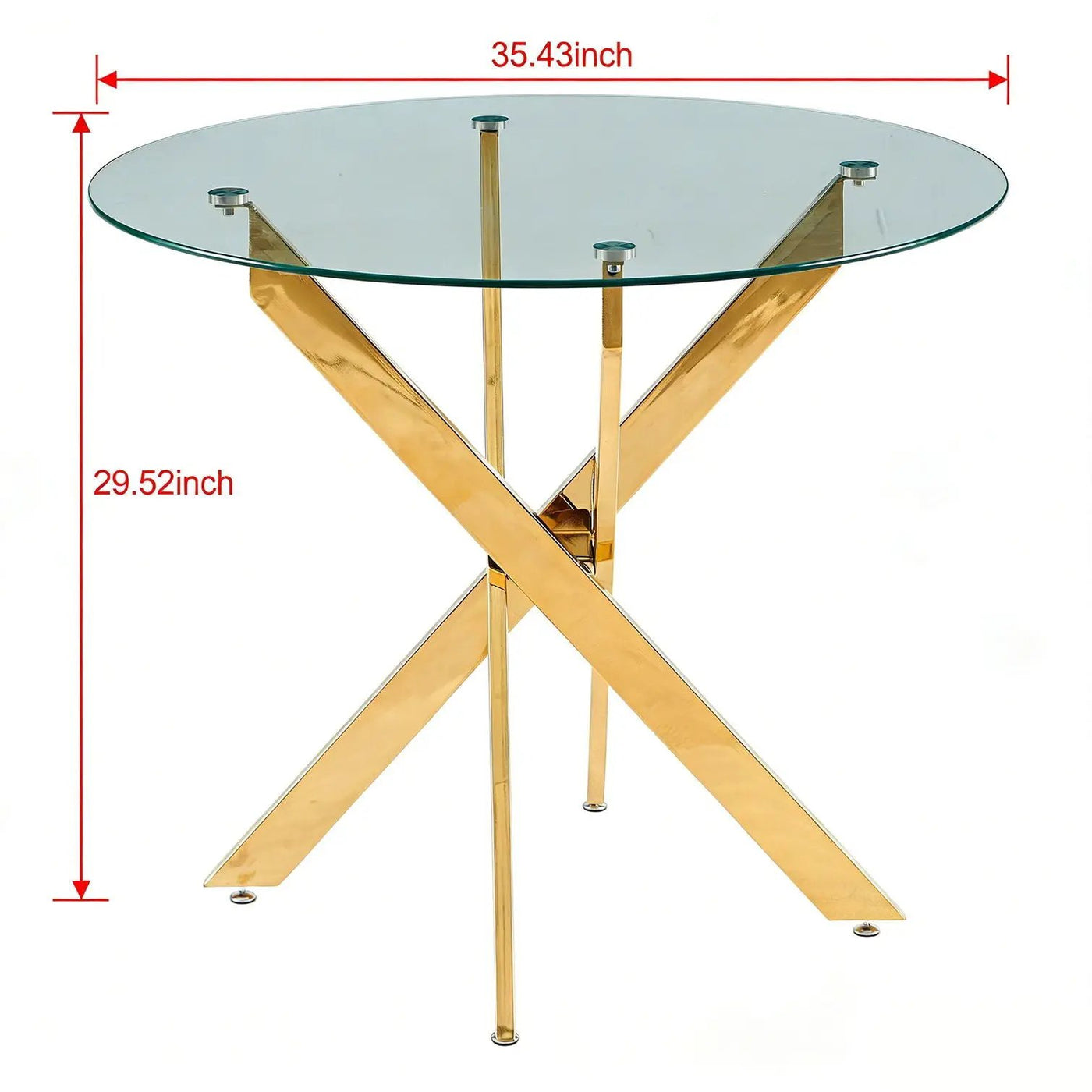 Dining Table With Cross Metal Leg And Tempered Glass, Modern Space Saving Kitchen Table For Living Room by Unique Piece Furniture