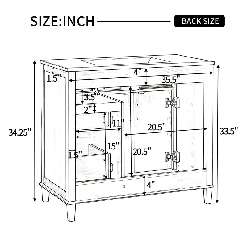 Bathroom Vanity With Sink, Soft Close Doors & Drawers - Wood by HouseOfZazla
