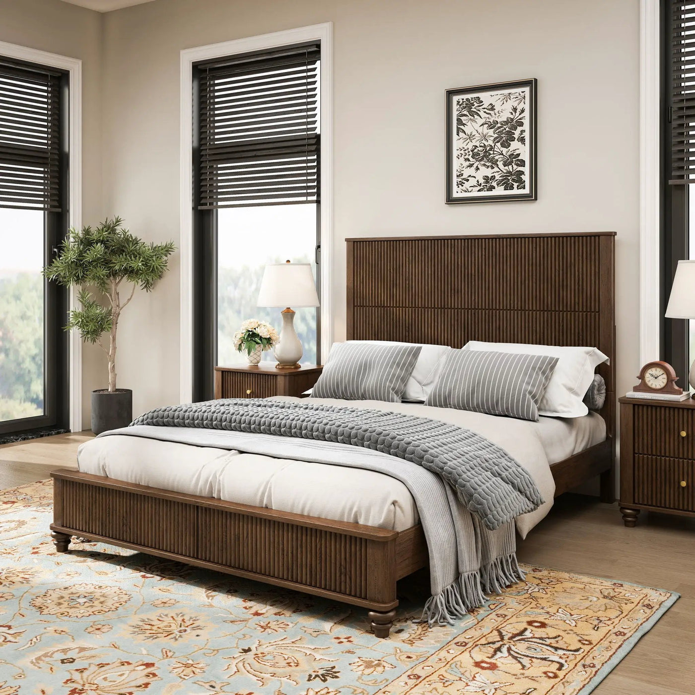 Platform Bed Frame With Tall Headboard by HouseOfZazla