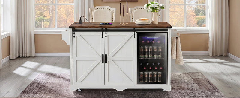 K&K 72" Farmhouse Kitchen Island with Fridge Storage Space by HouseOfZazla