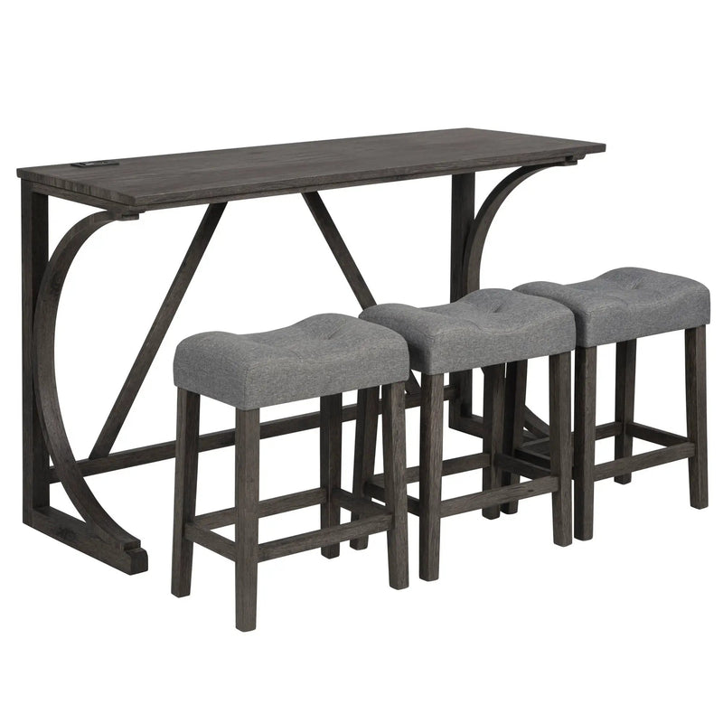 Bar Table Set With 3 Padded Stools by HouseOfZazla