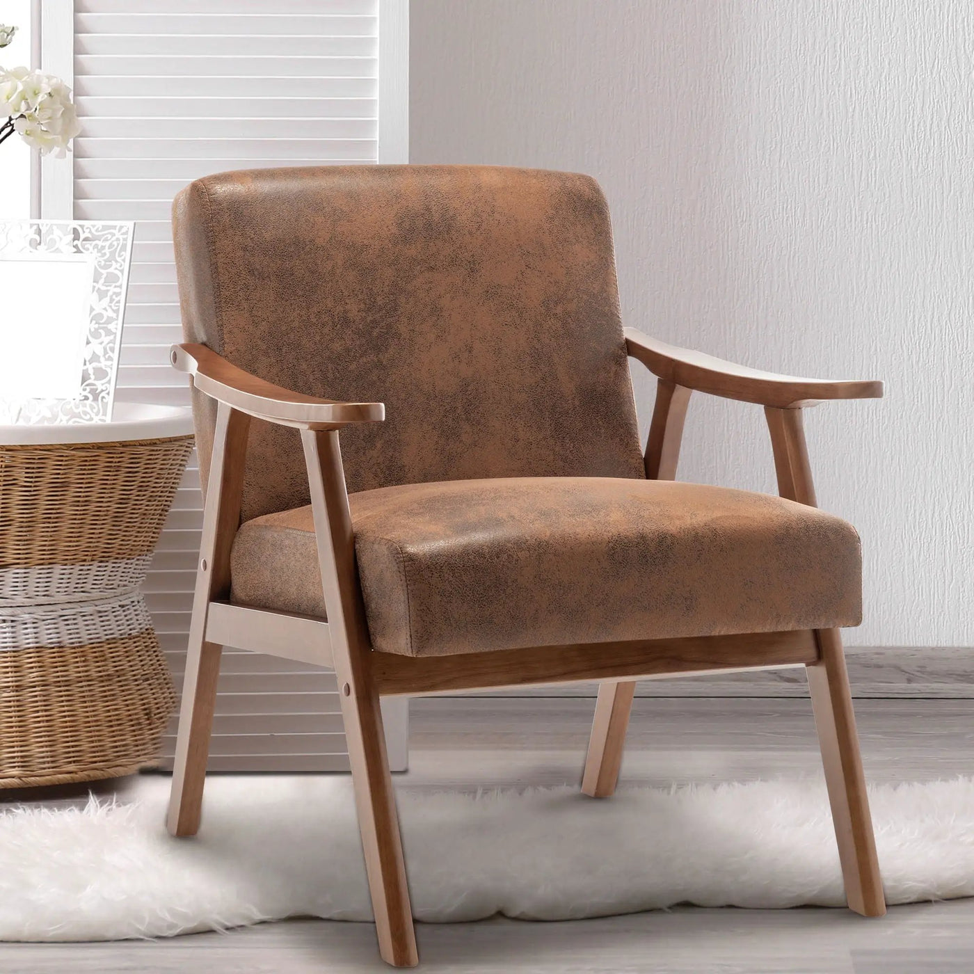 Mid Century Modern Accent Chair With Solid Wood Frame And Extra Thick Backrest by Unique Piece Furniture