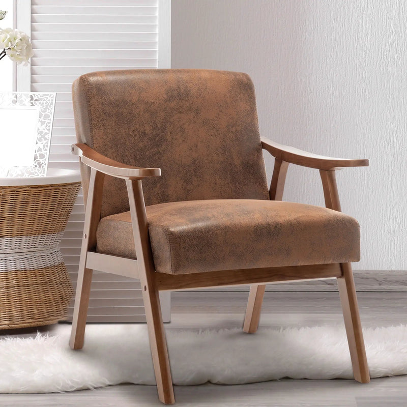 Mid Century Modern Accent Chair With Solid Wood Frame And Extra Thick Backrest by HouseOfZazla