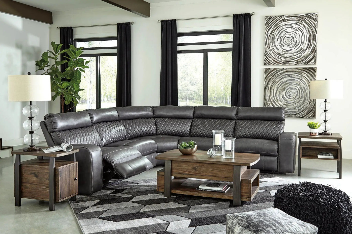 Samperstone - Power Reclining Sectional by Unique Piece Furniture