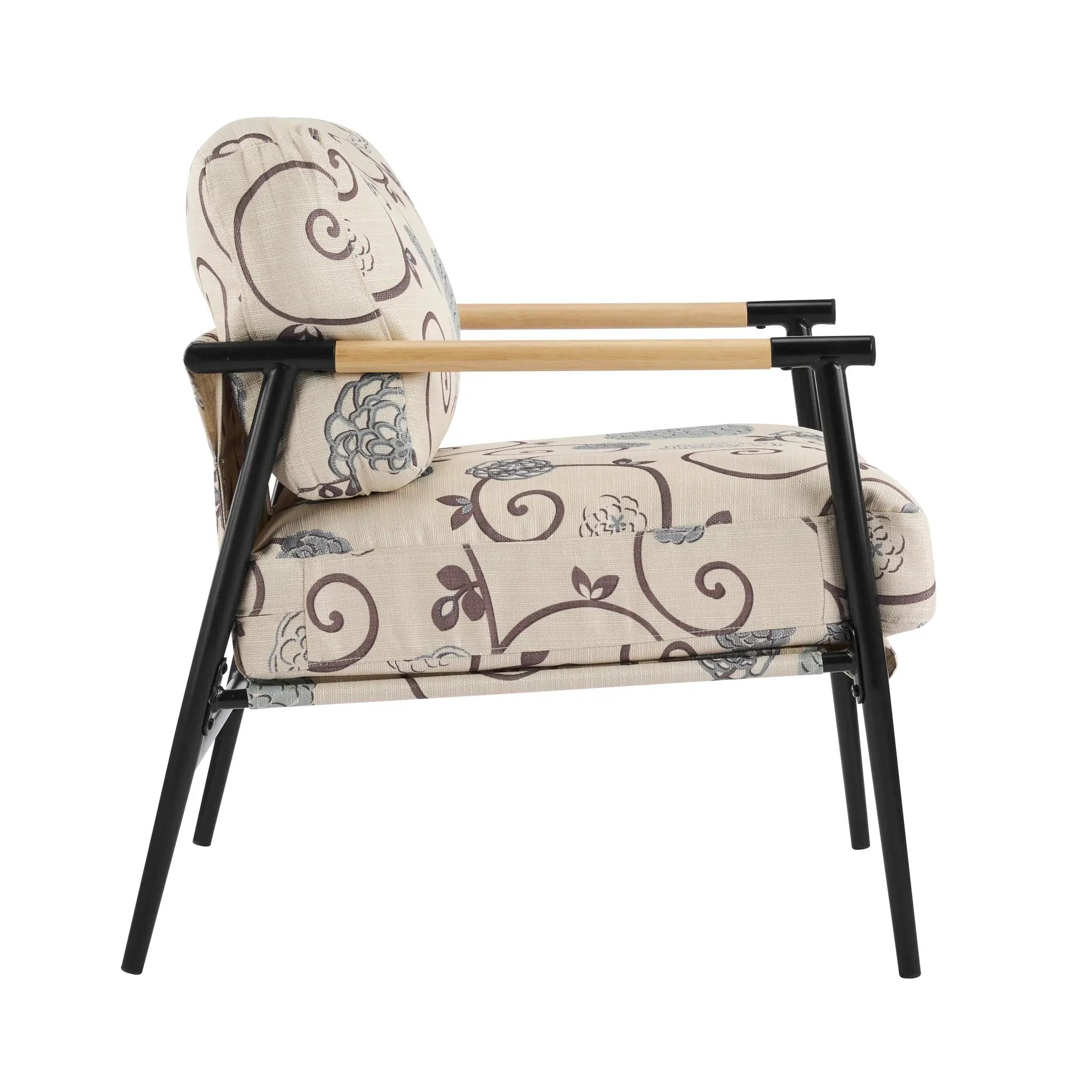 27.56" Modern Accent Chair with Plush Cushions and Wooden Armrests by HouseOfZazla