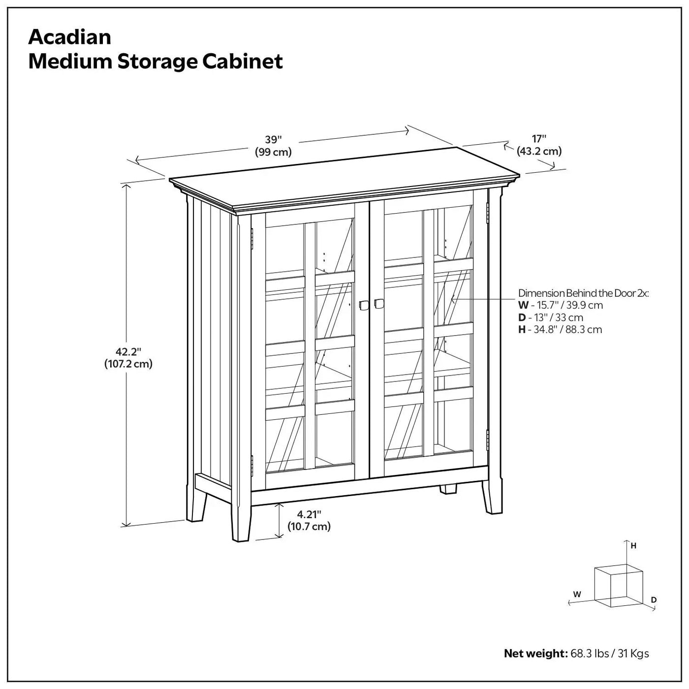 Acadian - Medium Storage Cabinet, Handcrafted by Unique Piece Furniture