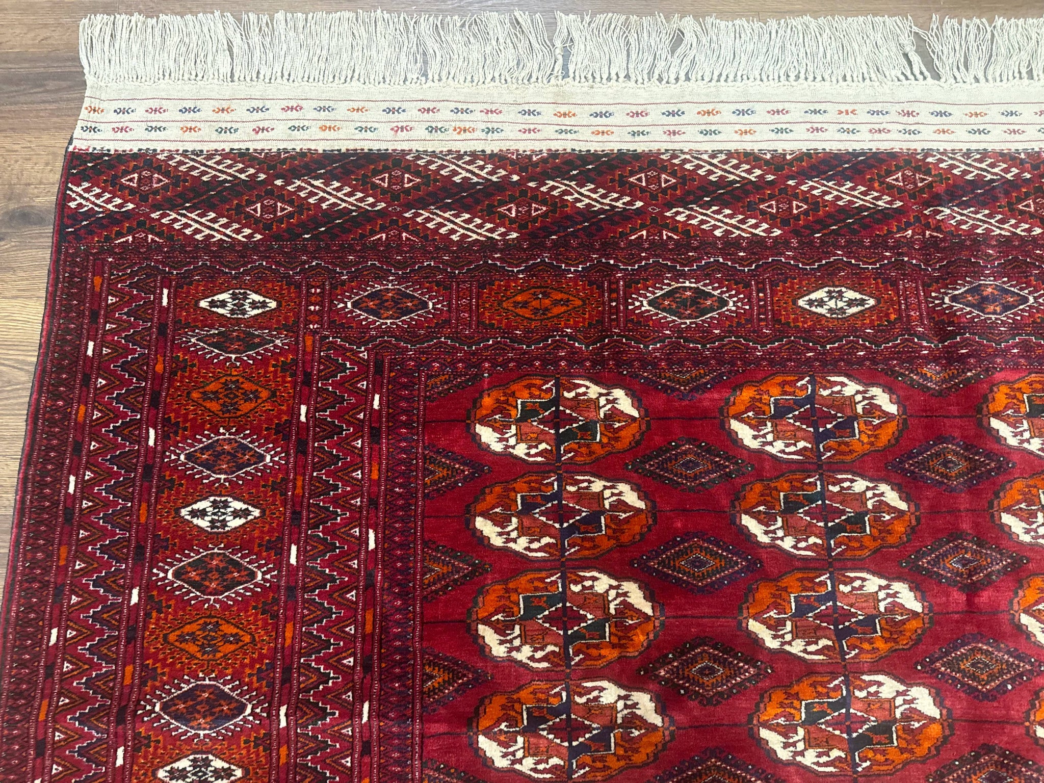 Persian Turkoman Rug 7x9, Red Tribal Carpet by Jewel Rugs