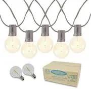 Novelty Lights 100 Feet G40 LED Patio String Lights with 67 Bulbs, Warm White, Weather Resistant and Shatterproof Replaceable Plastic Globe Bulbs, Brown Wire by GreenHaven Gardens