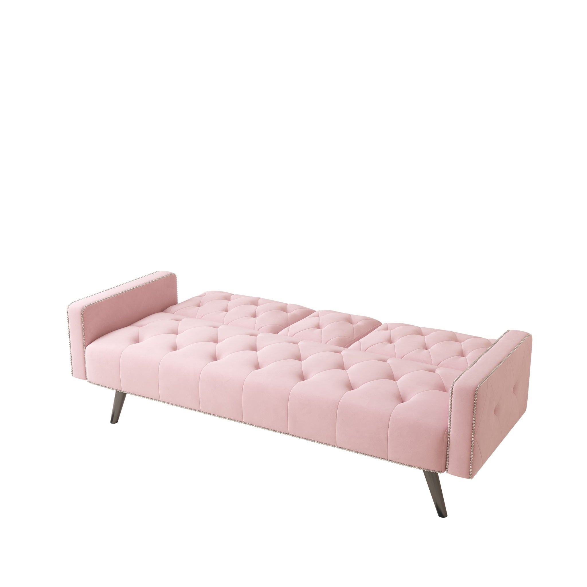Sofa Bed With Nail Head Trim And Cup Holders - Pink by HouseOfZazla
