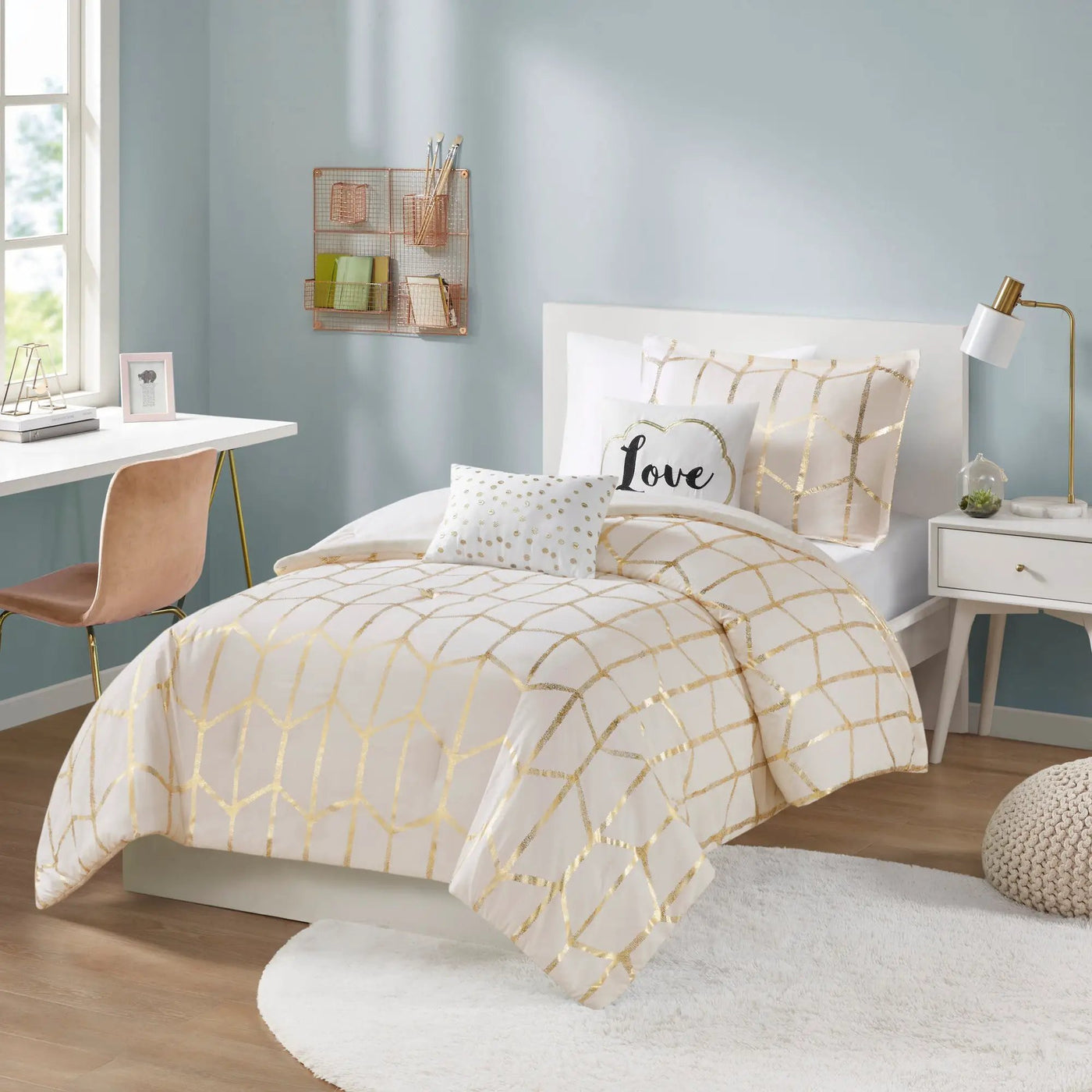 4-Piece Twin/Twin XL 100% Polyester Brushed Printed Comforter Set by HouseOfZazla