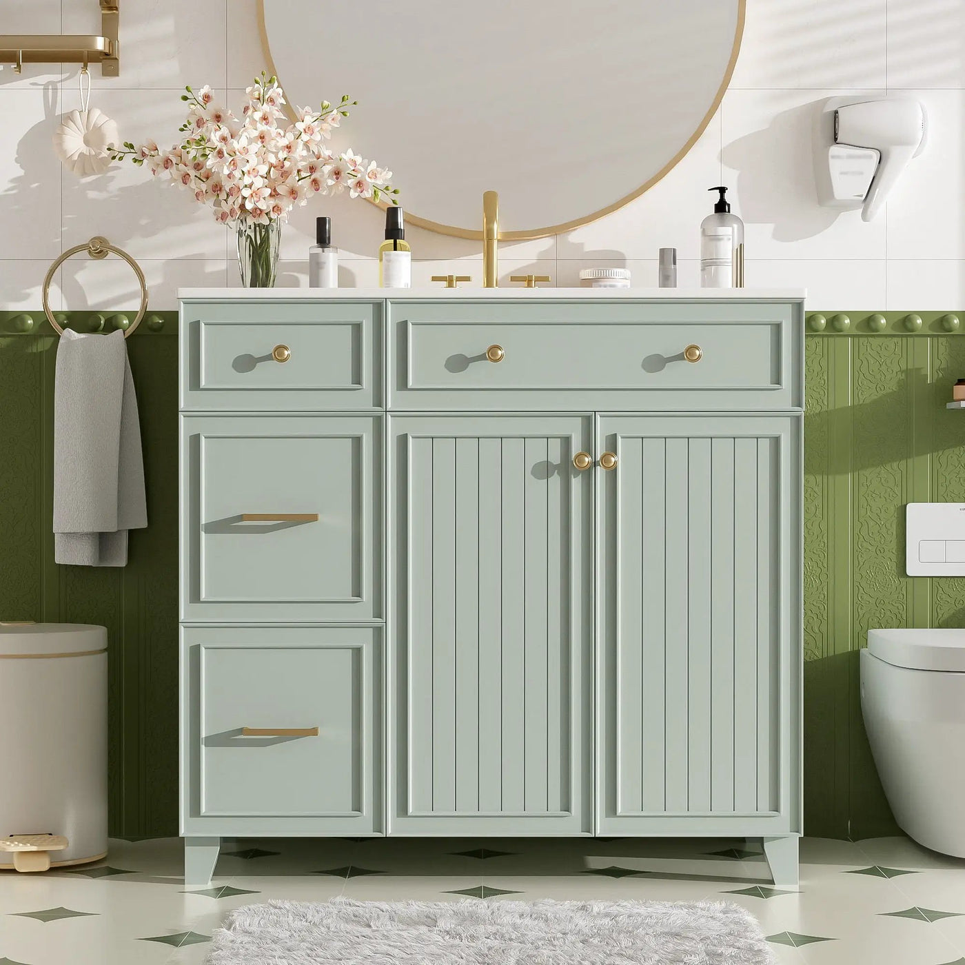 Bathroom Vanity With Sink, Soft Close Doors, Adjustable Shelves by HouseOfZazla
