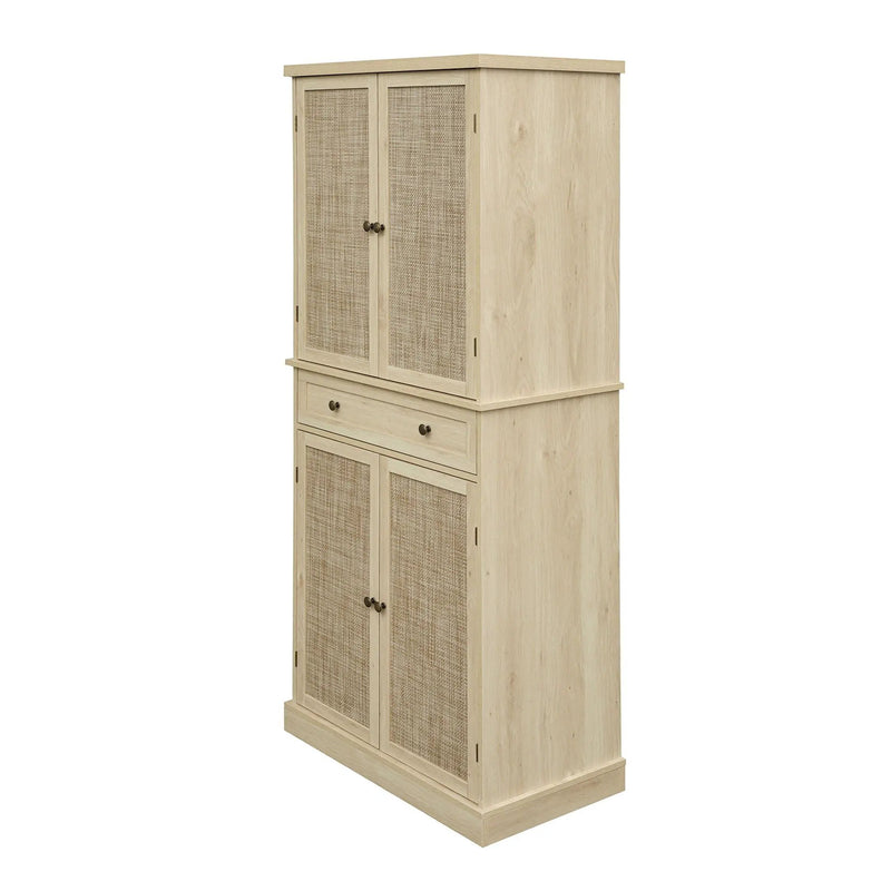 4 Door Storage Cabinet With 1 Drawer And 4 Adjustable Inner Shelves - Natural by HouseOfZazla