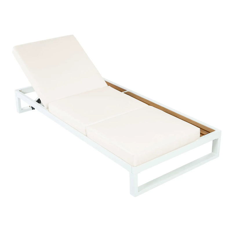 White Iron & Teak Finish Chaise Lounge Set by HouseOfZazla